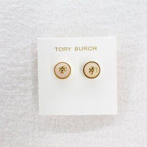 Tory Burch Melodie Pearl Logo Stud Dome Earrings Pink/Tory Gold OS